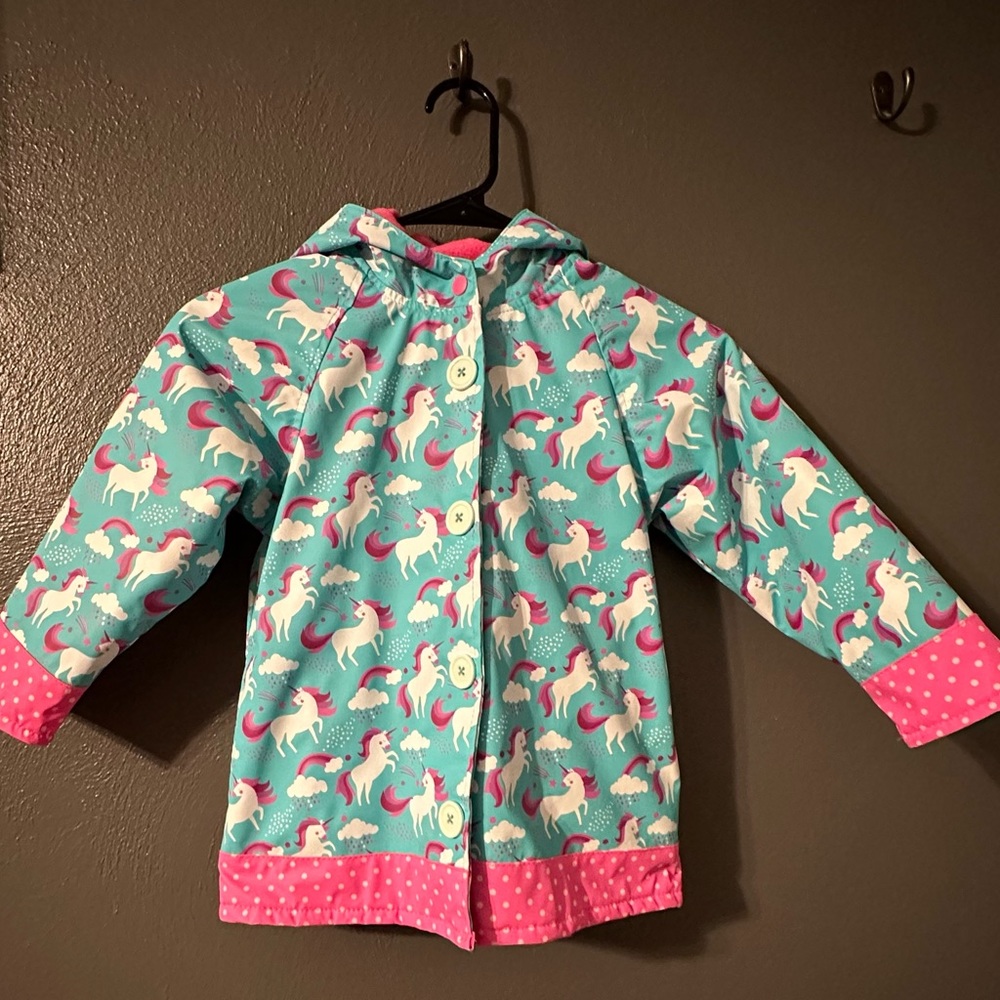 Girls child toddler rain coat raincoat slicker 4T unicorns